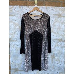 The Pyramid Collection Boho Paisley Velvet-Sleeve Midi Dress – XL, Romantic Fan
